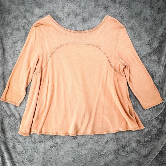 Free People We The Free Cotton Knit Bonsai Tee Raw Hem Large Natural Fiber - Picture 8 of 8